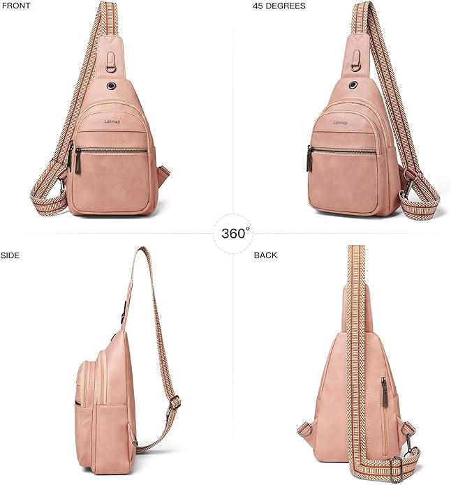 Sling Bag For Women Faux Leather Small Casual Daypack Backpack Fanny Pack Crossbody Chest Bags Purse