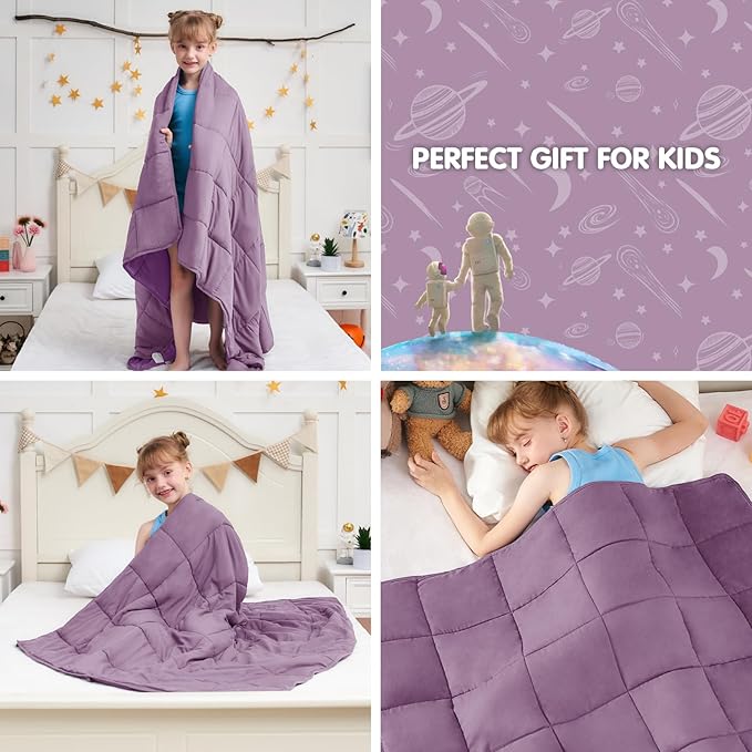 yescool Purple Weighted Blanket 10 Pounds Cooling Weighted Lap Blanket, Heavy Blanket for Sleeping, Weighted Throw Blanket Gifts for 80-110lbs, 40" x60