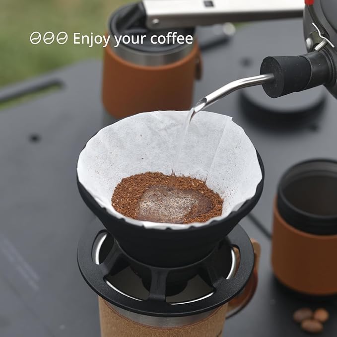 Collapsible Pour Over Coffee Dripper, Silicone Reusable Pour Over Coffee Maker for Camping, Travel, Home&Office, Single Clever Coffee Dripper With 100 Filter Paper #01(1-2 Cup)