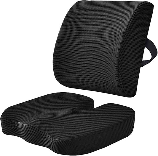 WMM Seat Cushion & Lumbar Support Pillow for Office Chair, Car Seat Wheelchair Travel, Reduce Tailbone Pressure for Lower Back, Tailbone, Sciatica, Hip Pain Relief