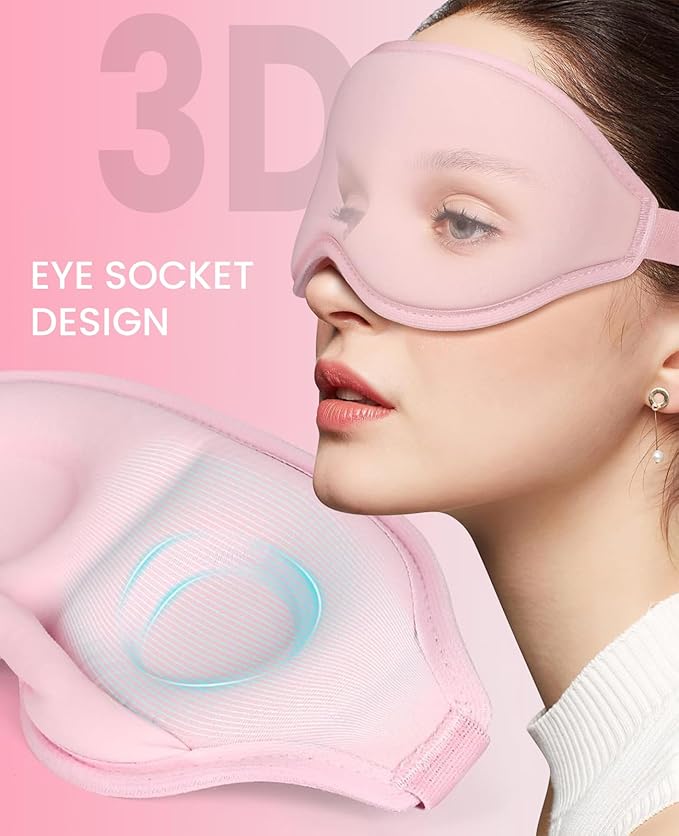 Sleep Mask for Side Sleeper Women Men, Light Blocking Eye Mask for Sleeping, 3D Contoured Cup Sleeping Mask for Zero Eye Pressure, with Adjustable Elastic Strap for Sleep Travel, Grey
