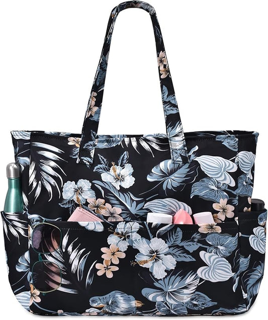 oscaurt Beach Bags for Women Large Waterproof Sandproof Beach Tote Swim Pool Bag with Zipper for Travel Vacation Essentials