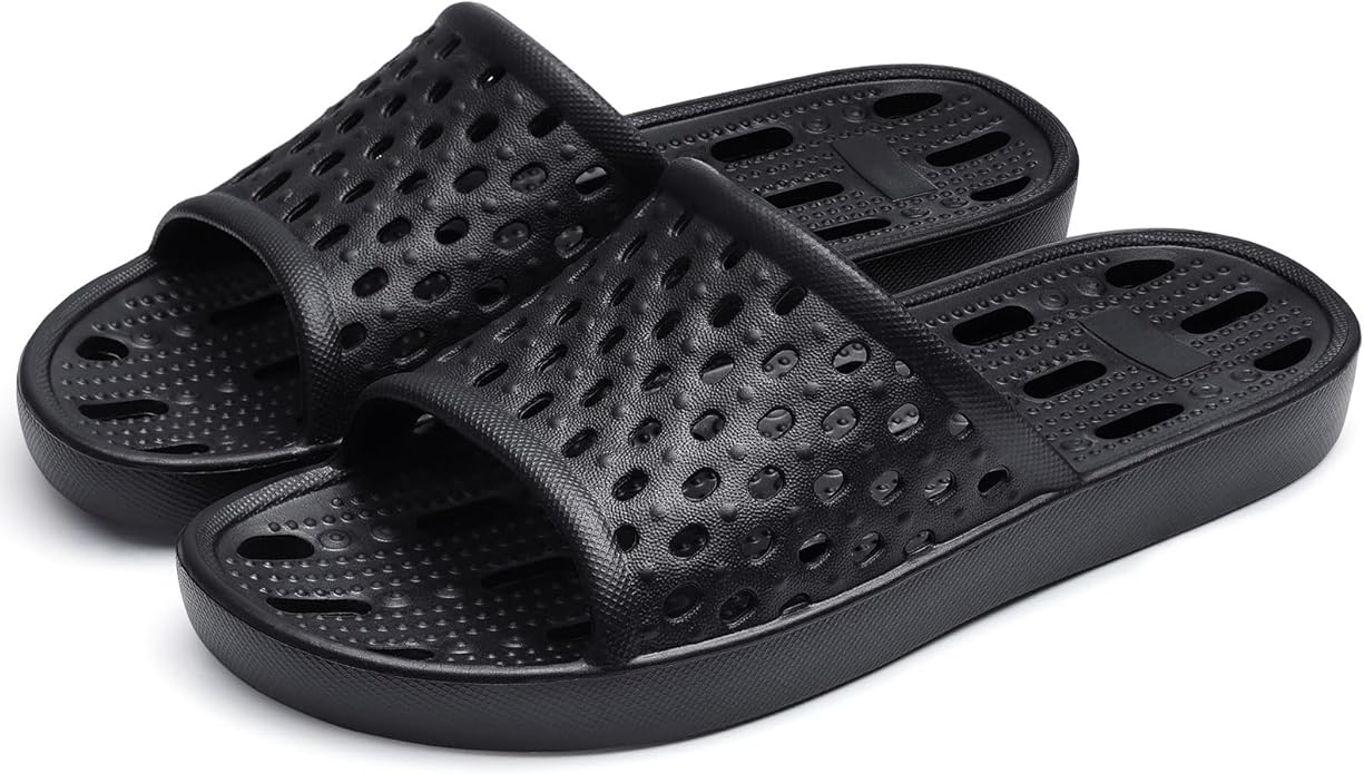 Litfun Shower Shoes for Women Non-Slip Quick Dry Shower Slippers Lightweight Pool Sandals with Drain Holes for College Dorm, Beach, Bathroom & Gym
