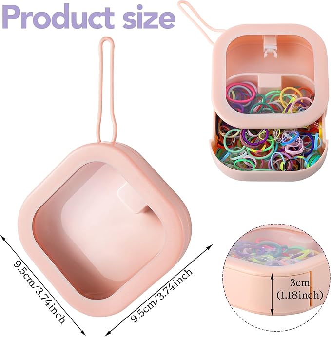 Prudiut 2Pcs Hair Tie Organizer Small Hair Tie Holder Organizer Hair clip Jewelry Organizer for Baby Teen Girl Women, Portable Hanging Small Items Desktop Storage Box(Pink)