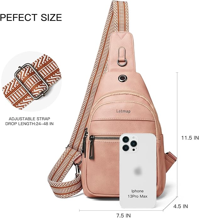 Sling Bag For Women Faux Leather Small Casual Daypack Backpack Fanny Pack Crossbody Chest Bags Purse