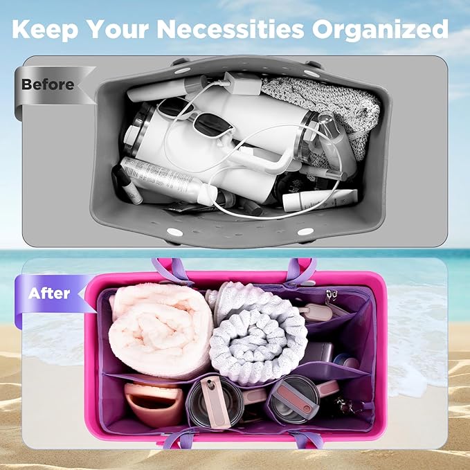 OUTXE Beach Bag Organizer Compatible with X Large Bogg Bag Accessories Inserts, Lightweight Mesh Insert Divider Pouch for Original XL Bogg Bags, Beach Tote Bags Insert for Organizing