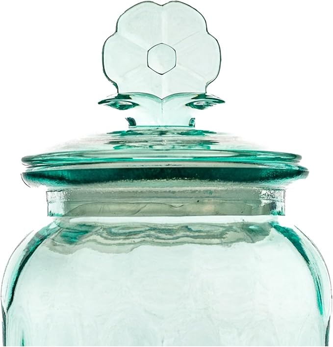 10 Strawberry Street Textured Glass Flower Canister, Dimpled Round, Blue, Set of 2