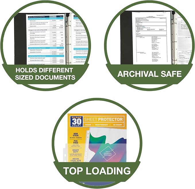 Samsill Sheet Protectors, 8.5 x 14 Inch Document Protectors for Legal Binder, Heavyweight, Clear, Legal Size, Top Loading, Acid Free, 30 Pack