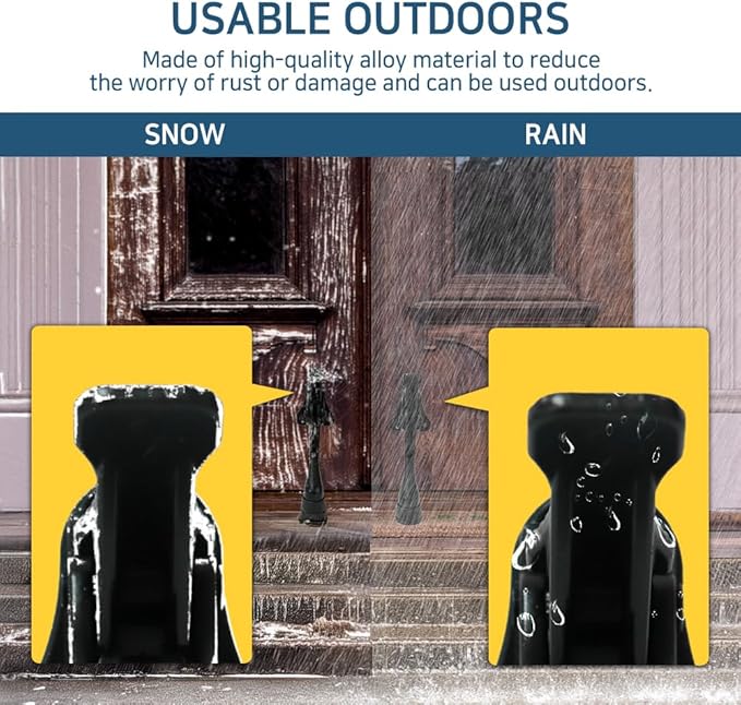 One Touch Kickdown Door Stopper, Door Holder, Heavy Duty Door Stops, Bottom of Door, Height-Adjustable Rubber Tips by HASHI (Black 4 inch x 2pack)