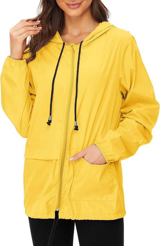 Zando Lightweight Rain Jacket Women Waterproof - Raincoat for Women Packable Rain coat Hooded Windbreaker for Travel Outdoor