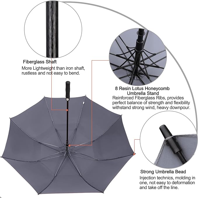 G4Free 47/54/62/68/72 Inch Automatic Open Golf Umbrella Oversize Extra Large Double Canopy Vented Windproof Waterproof Stick Umbrellas