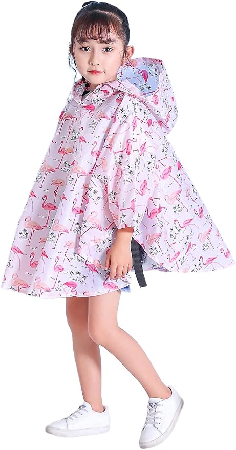 Spmor Kids Rain Poncho Hooded Jacket Rain Coat