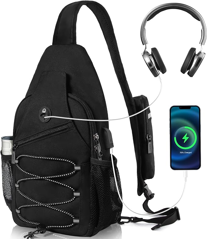S Size Sling Bag Fits 9.7in iPad, Anti-Theft Crossbody Chest Bag for Men & Women, Water Resistant with RFID Pocket