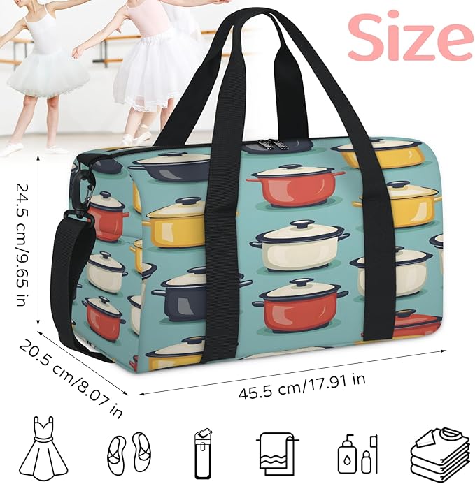 Colorful Pot Travel Duffle Bag for Women Men, Overnight Weekender Bag, Carry on Tote for Sport Gym