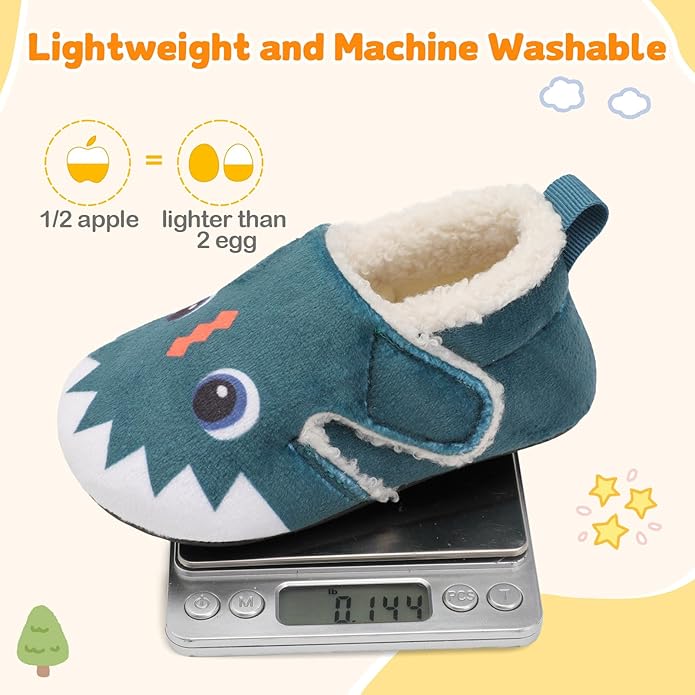 JOINFREE Toddler Slippers Boys Girls Adjustable House Shoes Barefoot Sock Shoes with Rubber Sole Baby Comfort Warm Indoor Outdoor Walking Shoe