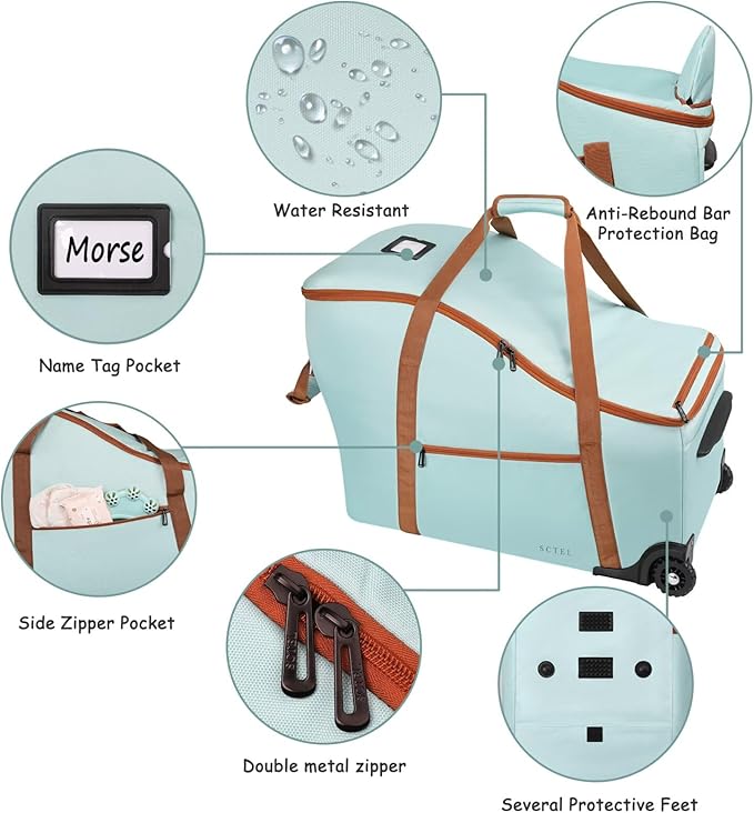 Car Seat Travel Bag for Airplane Compatible with Most Infant Car Seats, Padded Car Seat Cover Bag, Carseat Gate Check Bag for Road Travel