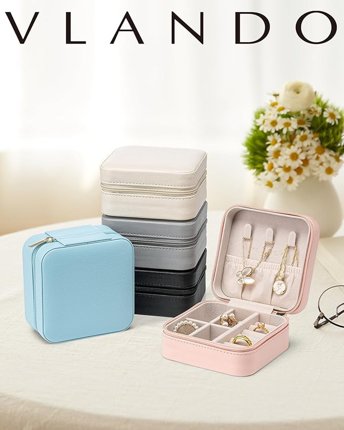 VLANDO Travel Jewelry Case - Teacher Appreciation Gifts for Women - Small Jewelry Travel Organizer Box Travel Essentials Gift for Teen Girl Women - Pink*6 pack