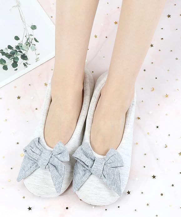 DICUIRD Women's Ballerina Slippers Lightweight House Slippers with Stretchable Heel Design