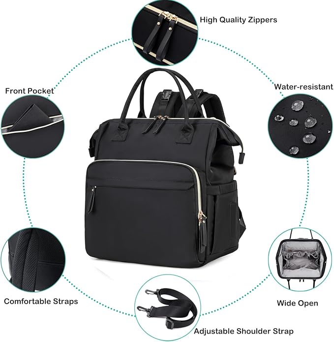 Large Diaper Bag Tote, 14 Pockets Stylish Baby Bag with Stroller Clips and 3 Insulated Pockets, Baby Shower Essentials