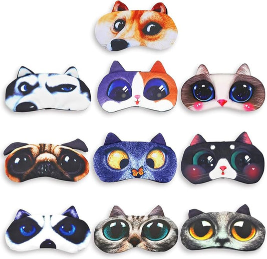 Tphon Sleep Mask for Adult Kids Boys Girls Funny Blindfolds Soft Cute Animal Sleeping Masks with Adjustable Strap for Travel Naps Shift Works Games