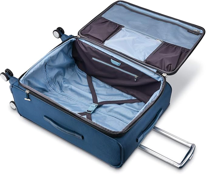 Samsonite Solyte DLX Softside Expandable Luggage with Spinner Wheels, Mediterranean Blue, Checked-Large 29-Inch