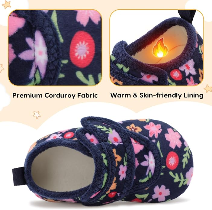 LeIsfIt Toddler Slippers Boys Girls House Shoes Soft Warm Kids House Slippers Slip on Cozy Bedroom Sock Shoes Non-slip Indoor Outdoor Slipper Shoe