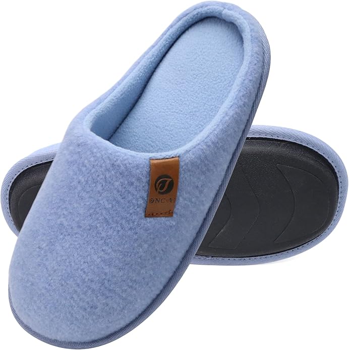 ONCAI Men's House Slippers Memory Foam Slip-On Warm Cozy Scuff Home Bedroom Shoes with Indoor/Outdoor Rubber Soles US Size 7-15