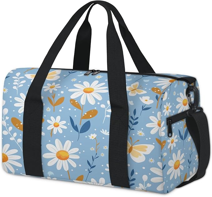 Daisy Travel Duffle Bag for Women Men, Overnight Weekender Bag, Carry on Tote for Sport Gym