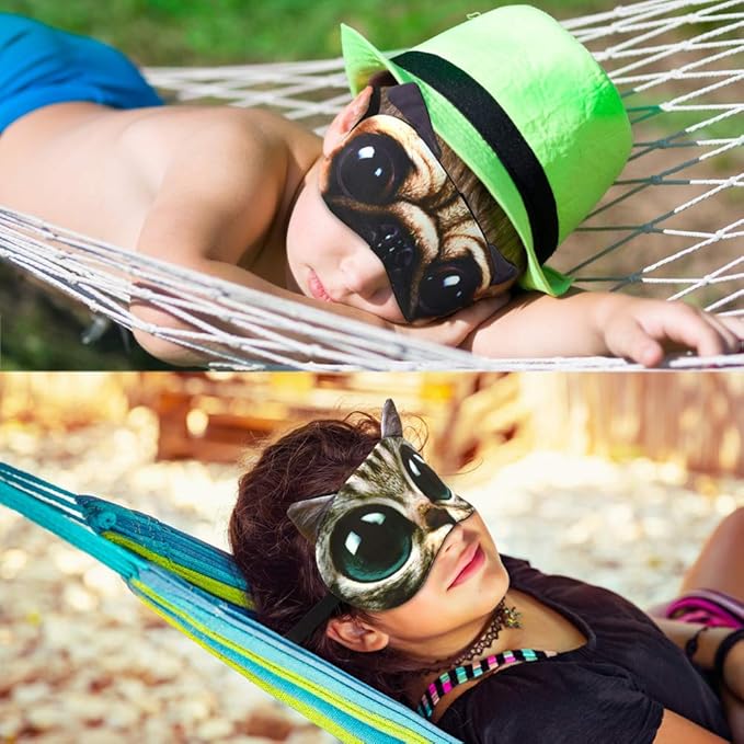 Tphon Sleep Mask for Adult Kids Boys Girls Funny Blindfolds Soft Cute Animal Sleeping Masks with Adjustable Strap for Travel Naps Shift Works Games