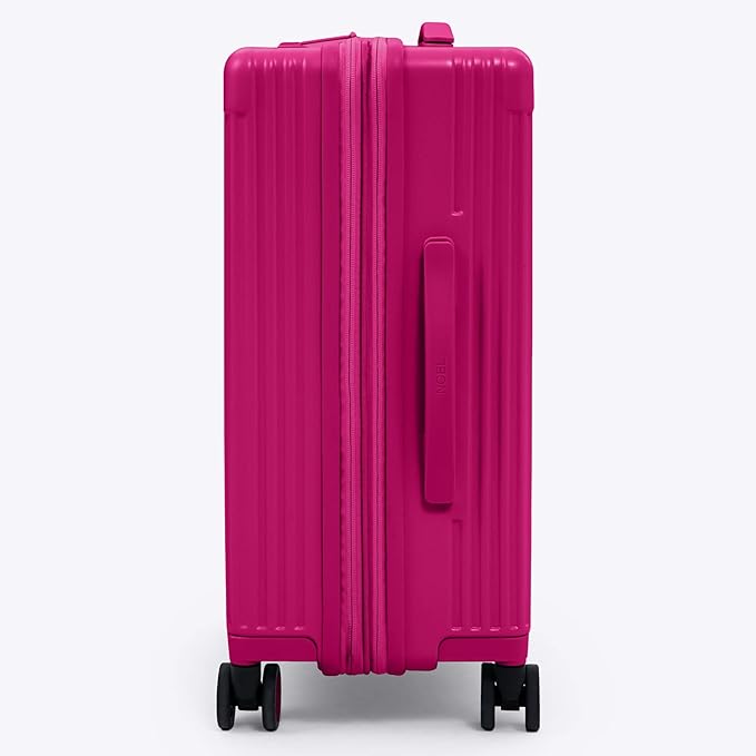 Nobl Travel Carry On Expandable Luggage, Noble Aluminum Frame PC Hard Shell Suitcase, 22.5”x14.2”x9.8” Airline Approved, 360° Spinner Wheels, TSA Locks, USB Charging, Cup & Phone Holder - Hot Pink