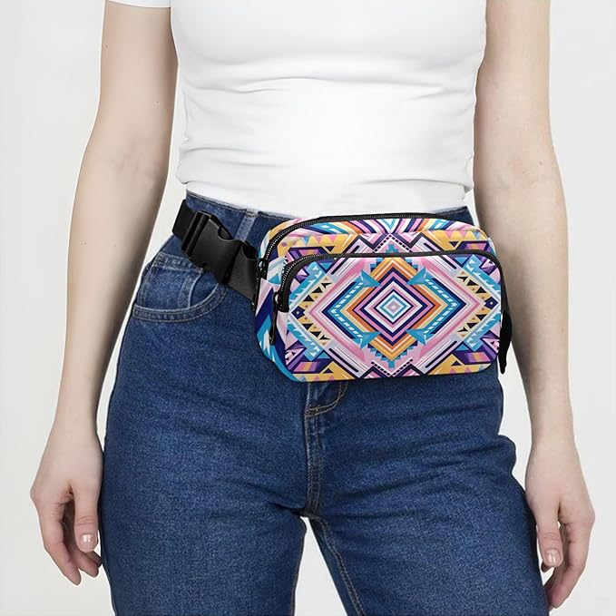 Ethnic Pattern Fanny Pack for Women Men Water Resistant Fashion Waist Packs with Adjustable Strap Belt Bag for Travel Workout Jogging Hiking 21219696