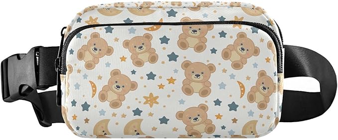 Kawaii Teddy Bear Stars Moon Fanny Pack for Women Men Water Resistant Fashion Waist Packs with Adjustable Strap Belt Bag for Travel Workout Jogging Hiking 21219512