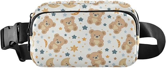 Kawaii Teddy Bear Stars Moon Fanny Pack for Women Men Water Resistant Fashion Waist Packs with Adjustable Strap Belt Bag for Travel Workout Jogging Hiking 21219512
