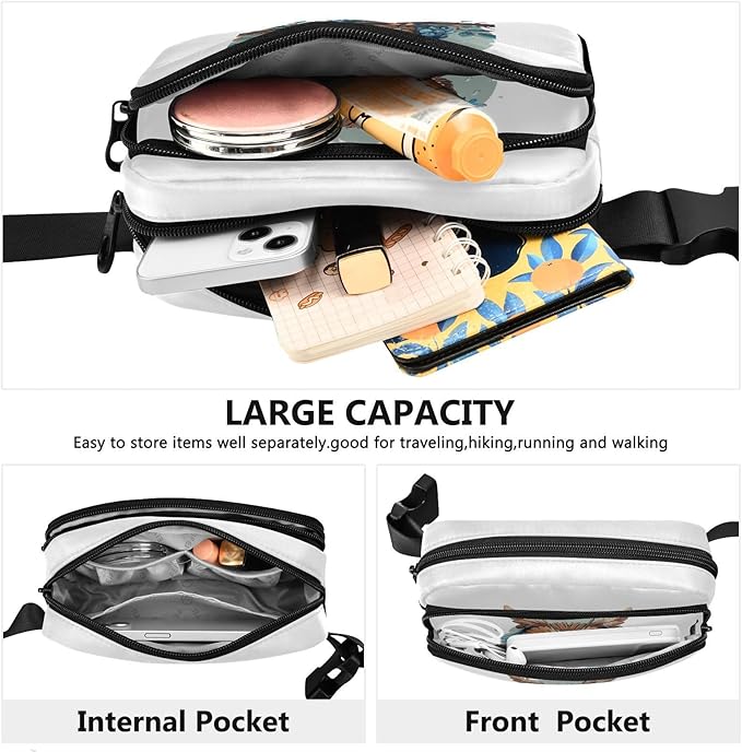 Kawaii Owl Sitting in Branches Fanny Pack for Women Men Water Resistant Fashion Waist Packs with Adjustable Strap Belt Bag for Travel Workout Jogging Hiking 21218801