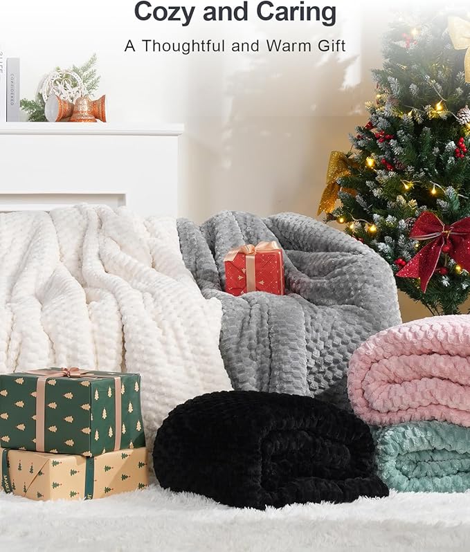 Super Fuzzy Soft Fleece Sherpa Weighted Blanket 20 lbs for Adults, 3D Imitation Turtle Shell Luxury Weighted Throw for Better Sleep, Dual Sided Cozy Blankets for Couch Bed, Cream White, 60" x 80"