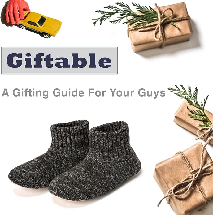 Cozylook Men's Slipper Socks with Grips, Fuzzy Indoor Slippers for Men, Soft Warm Winter Socks with Non-slip Soles