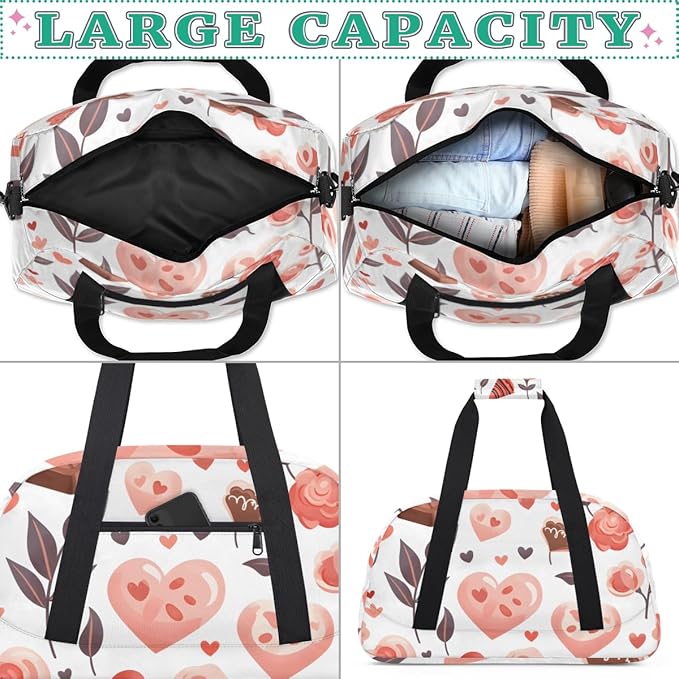 Green Leaf Love Chocolate Kids-Duffel-Bags Gymnastics Dance Bag Carry-On Overnight Travel Gym Lightweight Dance Sports Bags For Girls Boys Kids，