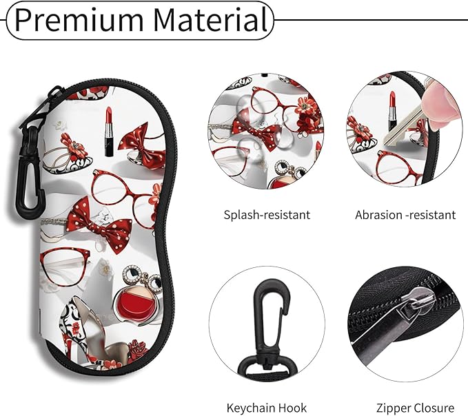 Hion Sunglasses Soft Case Ultra Light Neoprene Zipper Eyeglass Case With Belt Clip