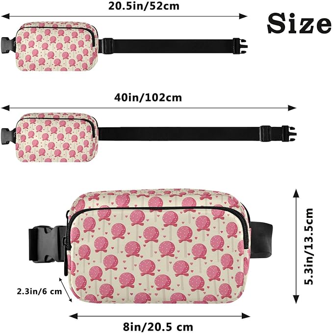 Kawaii Bow-knot Lollipop Fanny Pack for Women Men Water Resistant Fashion Waist Packs with Adjustable Strap Belt Bag for Travel Workout Jogging Hiking 21220362