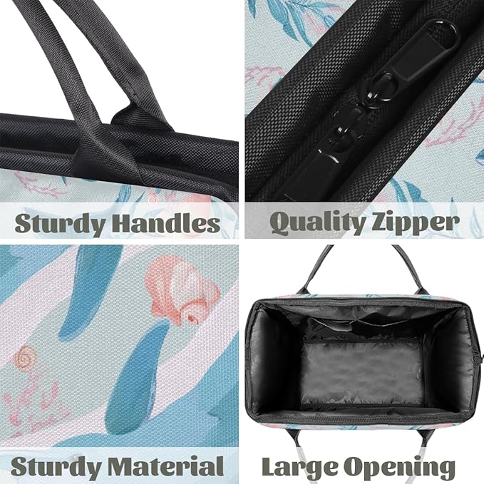 Travel Duffel Bag, Dolphin Shell Ocean Waterproof Sports Gym Duffle Bag, Large Capacity Weekender Carry On Overnight Bags for Women Men