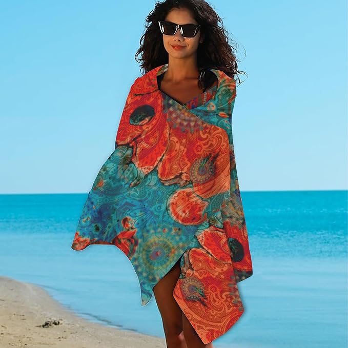 Beach Towel,Vintage Colorful Mandala Dark Eyes Lightweight Compact Sand Free Quick Dry Oversized Pool Swimming Towels for Girls Women Adults,29.5"×59"