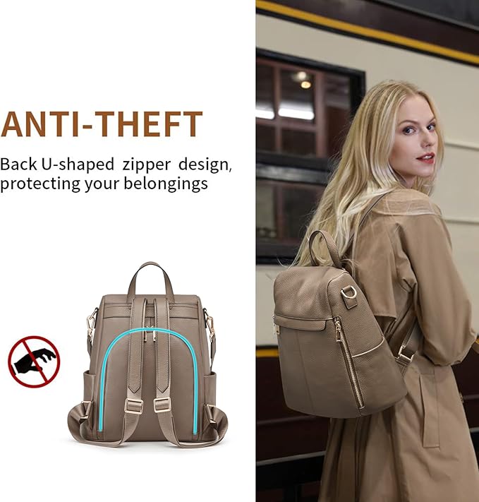 Kattee Women's Anti-Theft Backpack Purse Genuine Leather Shoulder Bag Fashion Ladies Satchel Bags