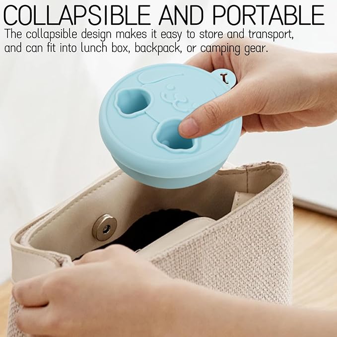 Snack Finger Container 2 in 1 No-Mess Collapsible Food Storage Snack Cup with Lid - Keep Hands Clean, Reusable for Travel, Home, and Camping (Pink)