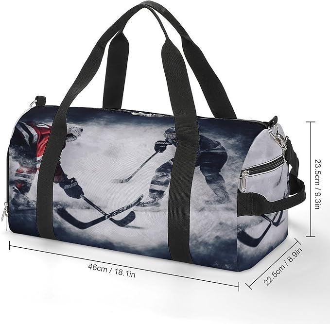 Oxford Cloth Ice Hockey Art Gym Bag,Duffle Bag with Shoes Compartment And Adjustable Shoulder Straps，Weekender Bags for Men Women.