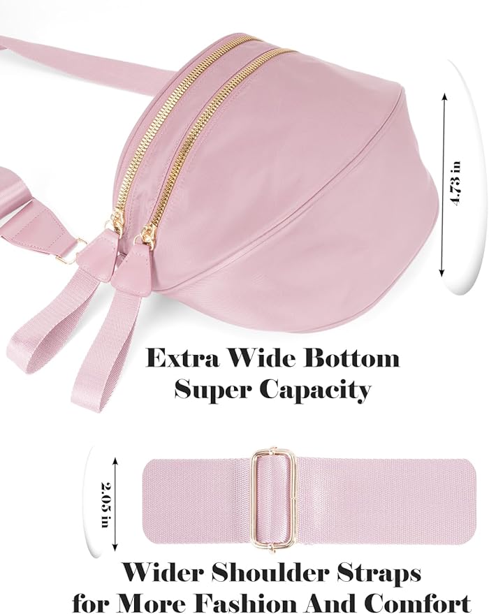 Pure Colour Crossbody Bag Bum Bag for Women,Spacious Purse Fanny Packs Belt Bag,Oversized Bum Bag (Colour Bum Bag-Pink)
