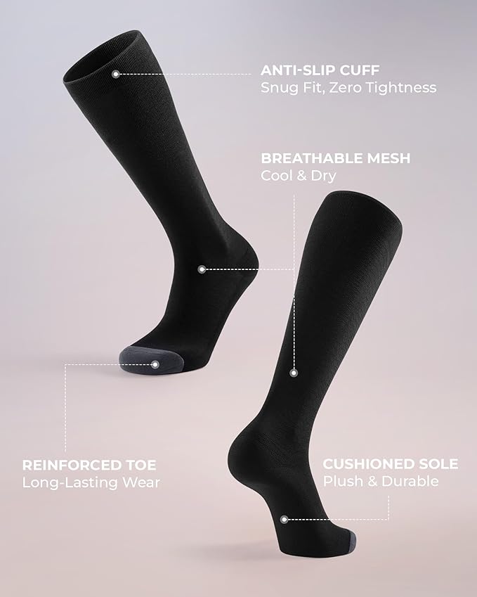 FITRELL 4 Pairs Compression Socks for Women & Men, 15-20mmHg Circulation Support for Athletic Travel Daily Wear