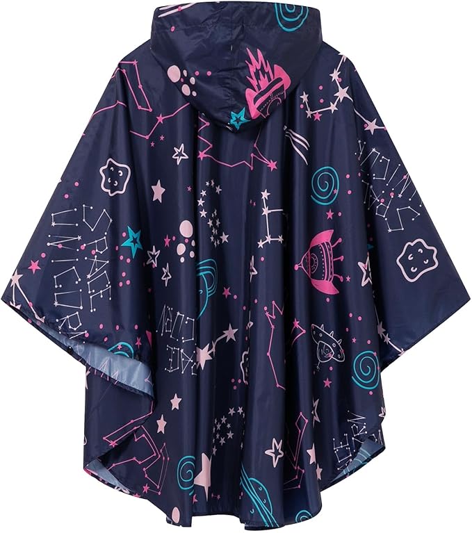 SaphiRose Lightweight Kids Rain Poncho Waterproof Jacket Zipper Up Rain Coat