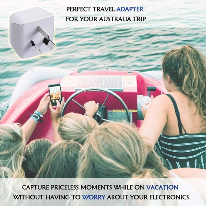 Ceptics Australia Power Plug Adapter, 2 in 1 Type I Plug Adapter, US to Australia, China, New Zealand Power Adapter with Dual USA Inputs, CE, RoHS - 6 Pack