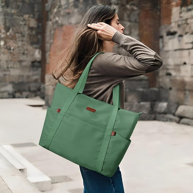 Handbags for Women Large Capacity Tote Bag with Zipper and Multi-Pockets Lightweight Waterproof Nylon Shoulder Bag