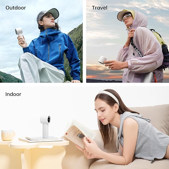 JISULIFE Handheld Turbo Fan Life10s, 5000mAh Rechargeable Portable Fans,Up to 28 Hours Working,5 Speed Strong Wind,Personal Mini Fan for Travel Outdoor Camping Beach Makeup（Gray）